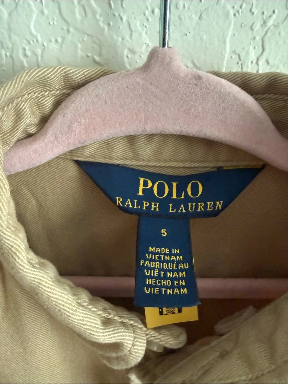 Polo by Ralph Lauren Tan Button-Front Shirtdress with Striped Waist Sash